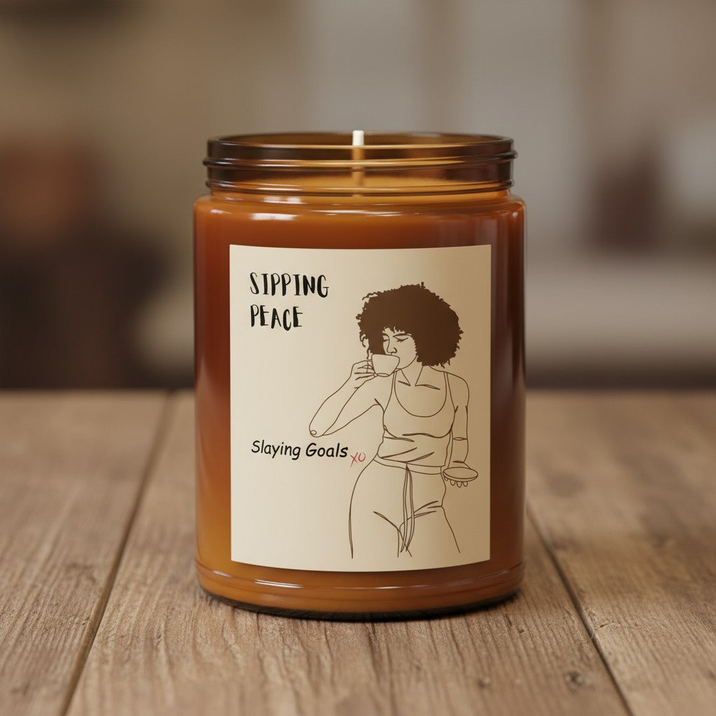 Sipping Peace, Slaying Goals - Scented Soy Candle